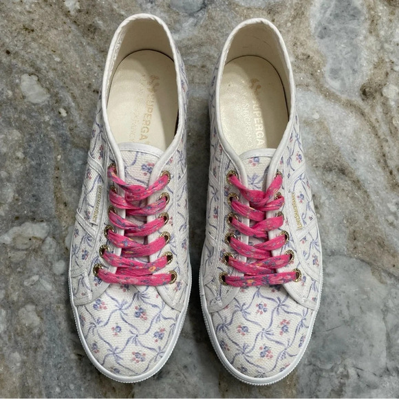 Superga X LoveShackFancy Floral Print Chunky Platform Sneakers - Picture 2 of 15